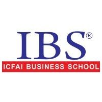Logo of IBS ICFAI Business School in blue and red text on a white background.
