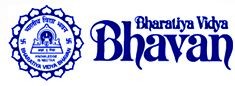 Logo of Bharatiya Vidya Bhavan with blue text and emblem design.